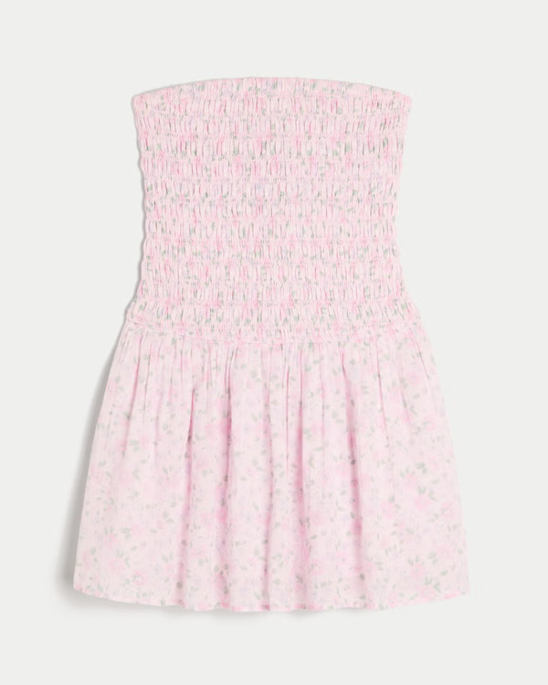 Women's Strapless Smocked Bodice Mini Dress | Women's Dresses & Rompers | HollisterCo.com | Hollister (UK)