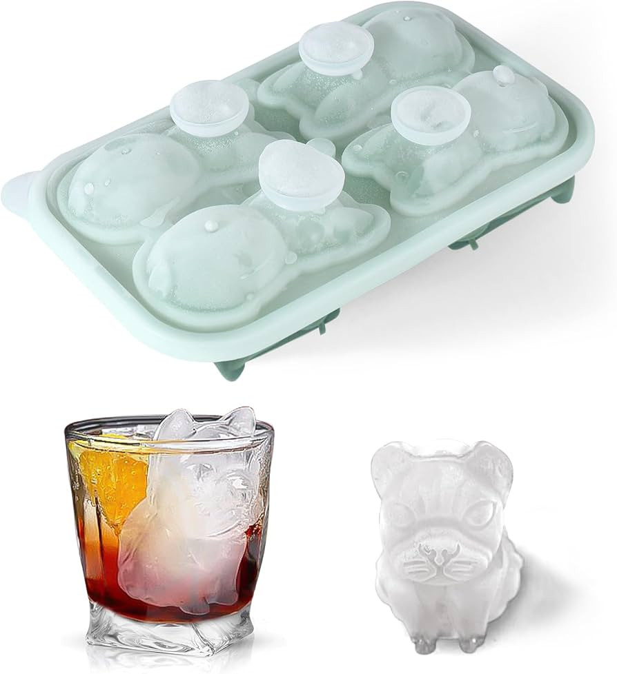 French Bulldog Ice Cube Mold,4 Hole Silicone Large Frenchie Bull Dog Accessories Ice Cube Tray fo... | Amazon (US)