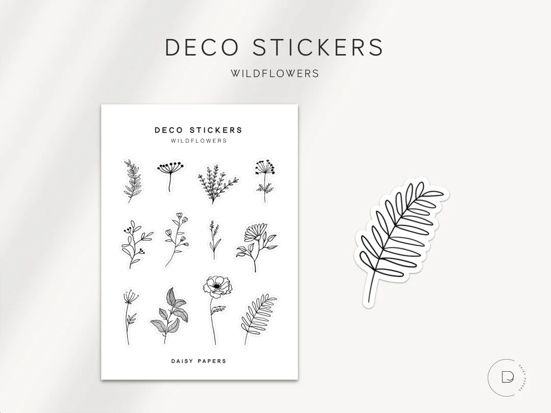 WILDFLOWERS - Deco Stickers |  Decorative Planner Stickers | Minimal & Functional Planner Sticker... | Etsy (US)
