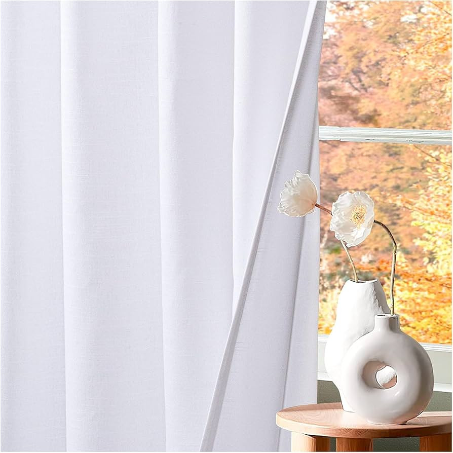 HOMIDATE White Cotton Tab Top Curtain Panels for Bathroom Window, 50x 84 inch Set of 2 – Modern... | Amazon (US)