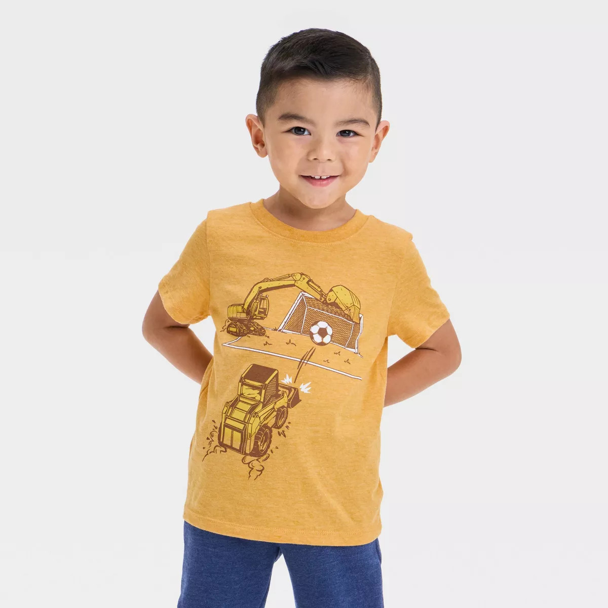 Toddler Boys' Short Sleeve Construction Soccer Graphic T-Shirt - Cat & Jack™ Brown | Target