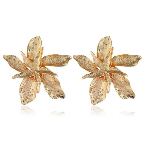Gold Flower Earrings for Women Large Flower Dangle Studs Earrings Boho Gold Flowers Butterfly Leaf Statement Earrings Chunky Floral Earrings Jewelry for Women (flowersB) | Amazon (US)