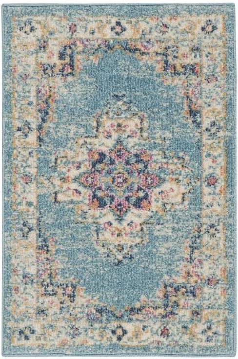 Nourison Passion Light Blue 1'10" x 2'10" Area -Rug, Boho, Traditional, Easy -Cleaning, Non Shedd... | Amazon (US)