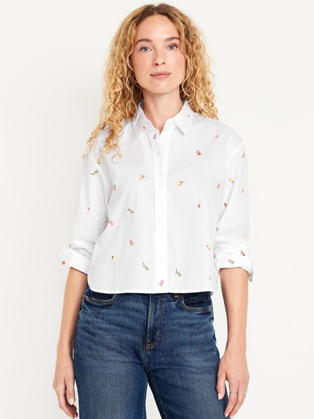 Cropped Button-Down Shirt | Old Navy | Old Navy (US)