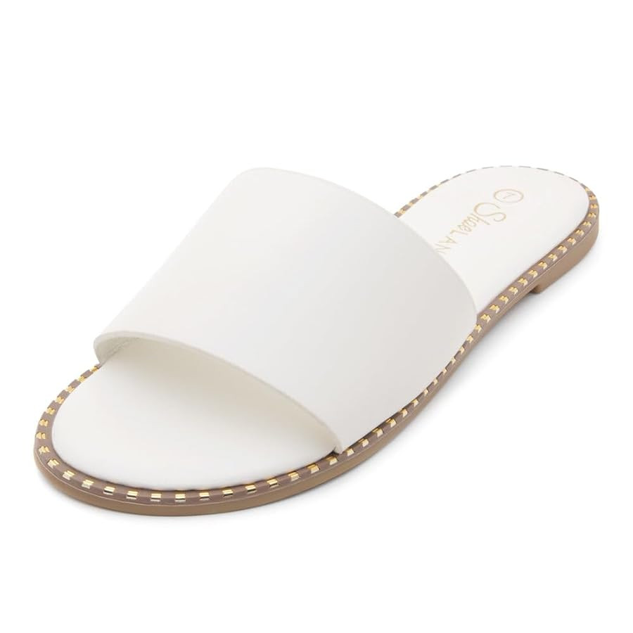 Shoe Land Women’s Flat Sandals 2025 – Comfortable Slide Sandals with Cushioned Footbed | Dres... | Amazon (US)