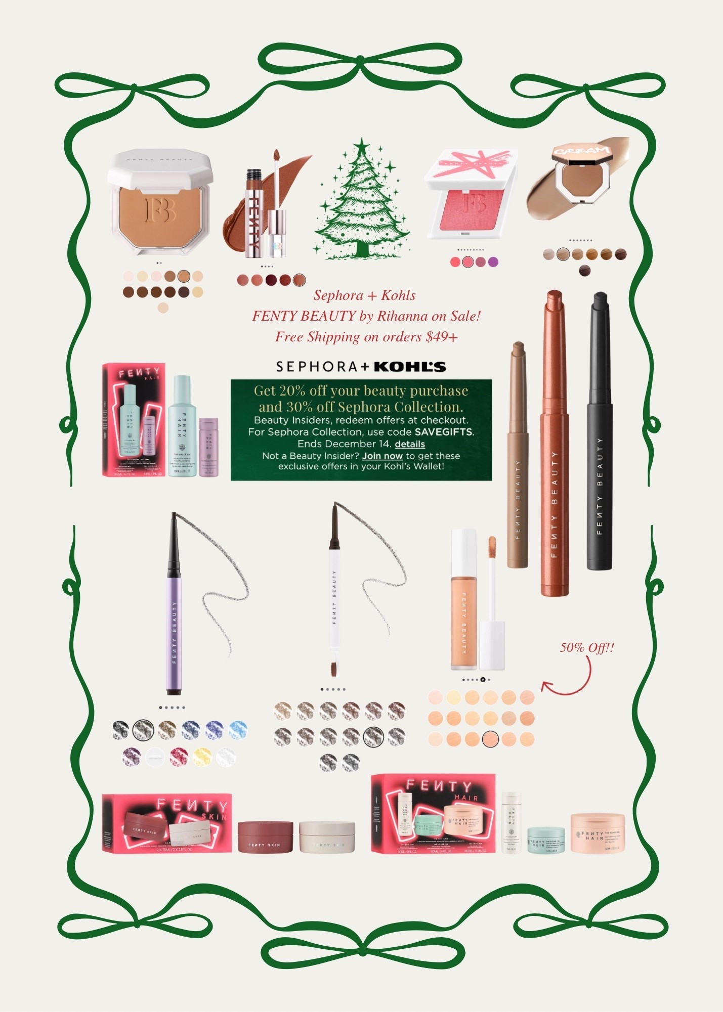 Sephora + KOHL’S Sale! 💄🎁

Gifts for All (20% off basket) + 30% off Sephora Collection! 

➡️ FENTY BEAUTY by Rihanna + Free Shipping on orders $49+! 

🚨Select items are 50% off!! 🚨

#ad 

#LTKHoliday #LTKGiftGuide #LTKBeauty