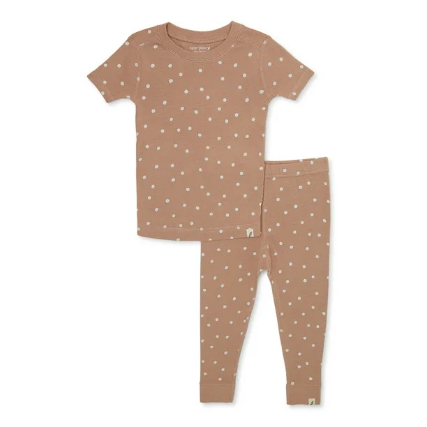 easy-peasy Toddler Unisex Organic Short Sleeve Top and Pants Pajama Set, 2-Piece, Sizes 12M-5T | Walmart (US)