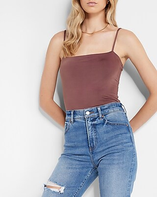 Body Contour Compression Silky Square Neck Thong Bodysuit | Express