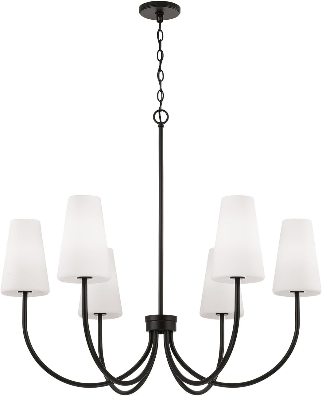 Capital Lighting 455261MB-550 Averitt Soft White Glass Chandelier, 6-Light 360 Total Watts, 33" H x 37" W, Matte Black | Amazon (US)