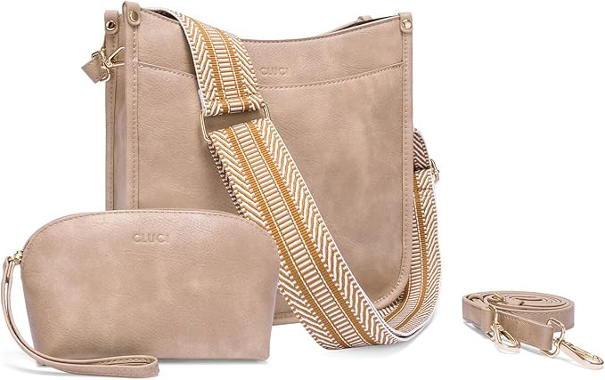 CLUCI Vegen Leather Crossbody Bags For Women Trendy 2Pcs Hobo Handbag Wallet Set With 2Adjustable... | Amazon (US)