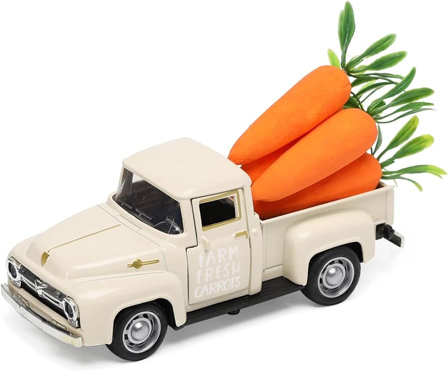 Mini Easter Metal Farm Truck with Carrot, Vintage Spring Easter Tiered Tray Decor Diecast Pickup ... | Amazon (US)