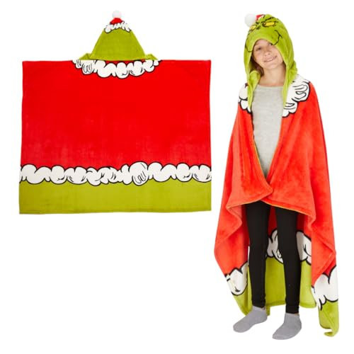 Franco Dr. Seuss The Grinch Holiday Christmas Kids Bedding Soft Cozy Hooded Throw Blanket, 40 in x 50 in, (Officially Licensed Product) | Amazon (US)