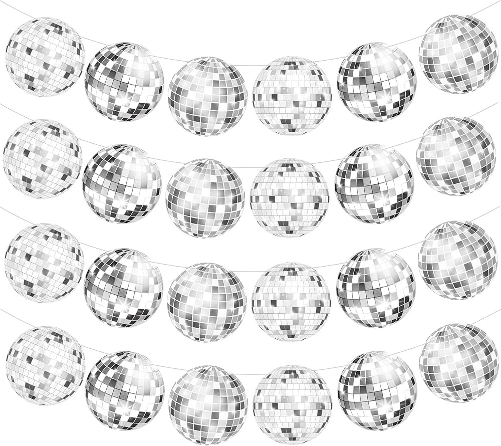 4pcs Sliver Disco Ball Party Banners 70s Disco Birthday Party Decoration Disco Ball Banner 70s Pa... | Amazon (US)