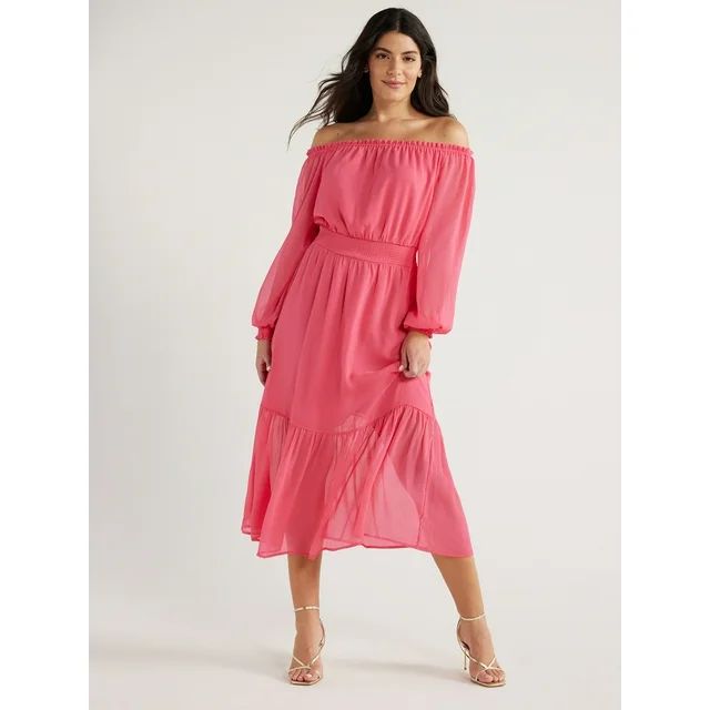 Sofia Jeans Women's Off the Shoulder Dress with Blouson Sleeves, Sizes XS-XXXL | Walmart (US)