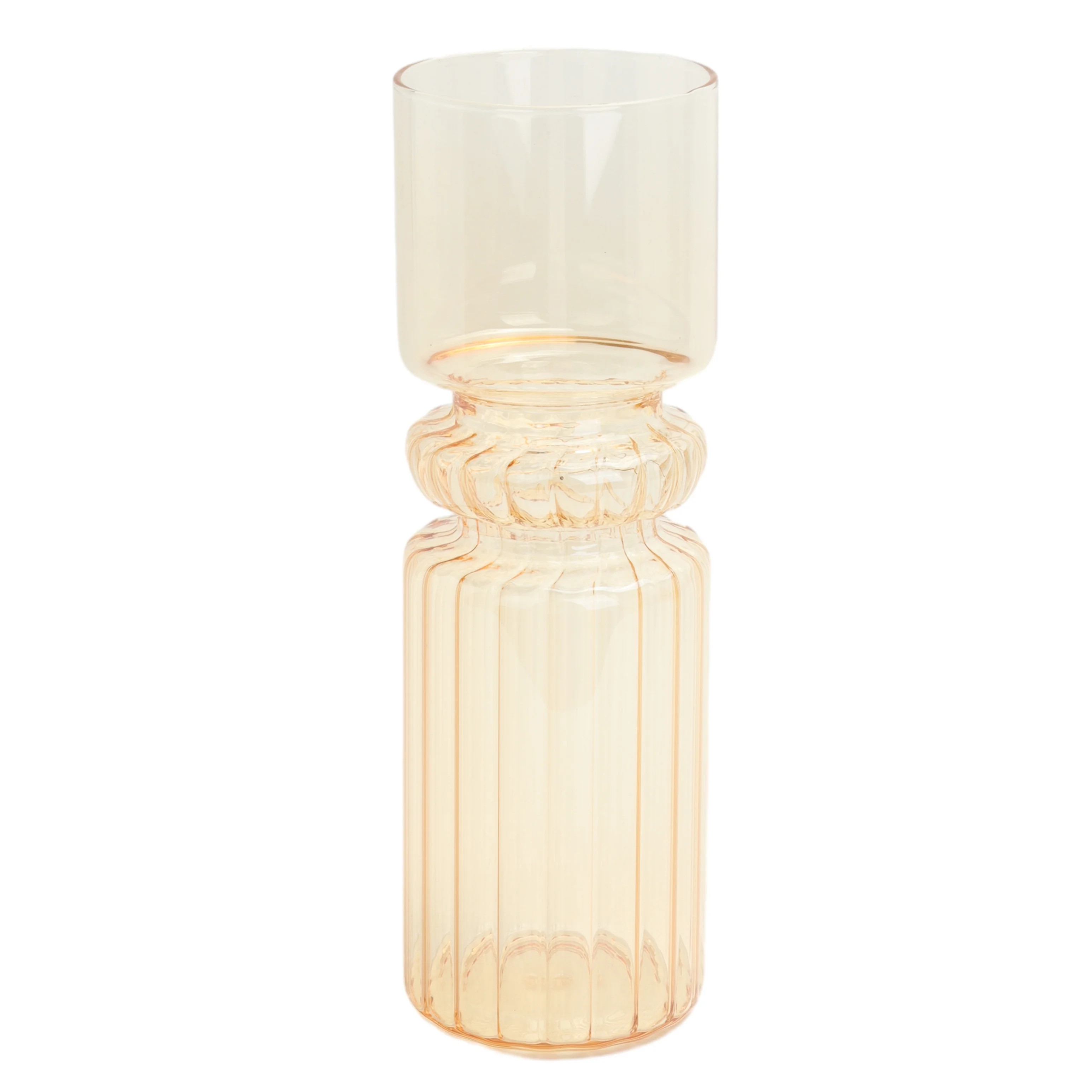 Iridescent Yellow Fluted 9.7" Indoor Tabletop Glass Vase | Walmart (US)