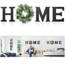 Wood Home Sign For Wall Decor Wooden Home Letters With Wreath Artificial Eucalyptus Modern Decorative Hanging Farmhouse Home Sign For Living Room Kitc | SHEIN
