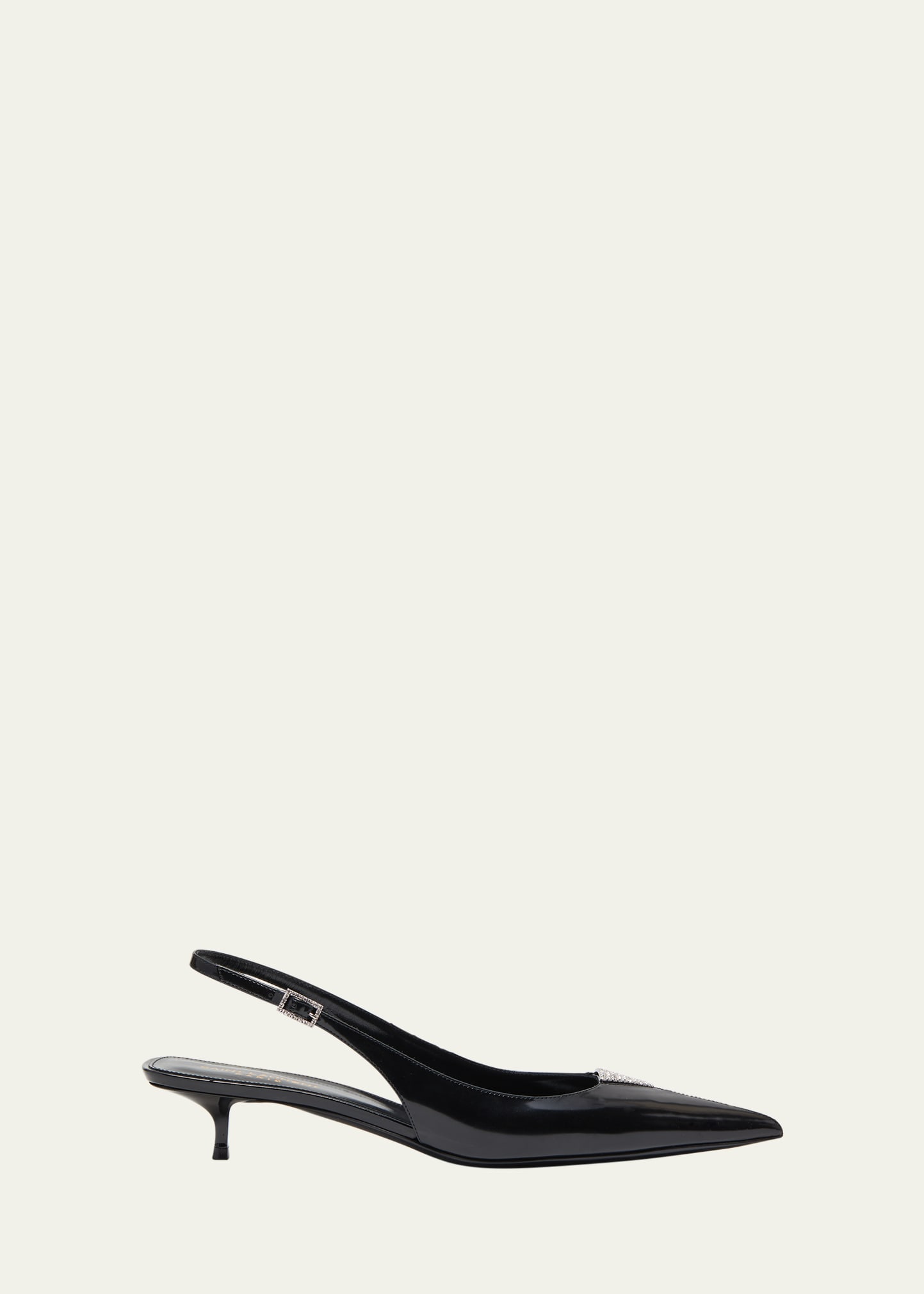 Saint Laurent Cherish Patent Kitten-Heel Slingback Pumps | Bergdorf Goodman