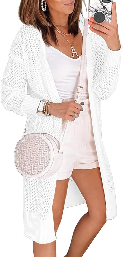 Misassy Womens Open Front Knit Sheer Cardigans Summer Boho Lightweight Long Sleeve Kimono Long Sw... | Amazon (US)