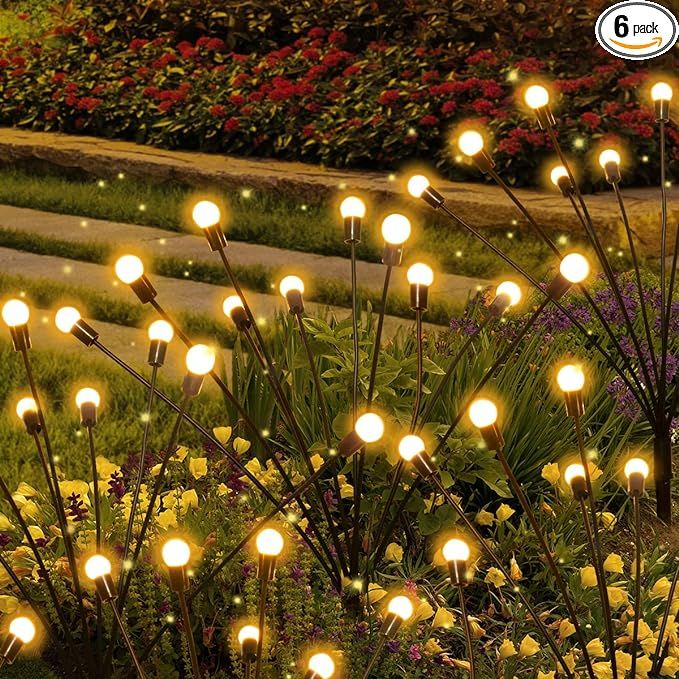 Solar Lights for Outside, 6Pack Solar Firefly Lights Outdoor Waterproof for Garden Decor, 8LED So... | Amazon (US)