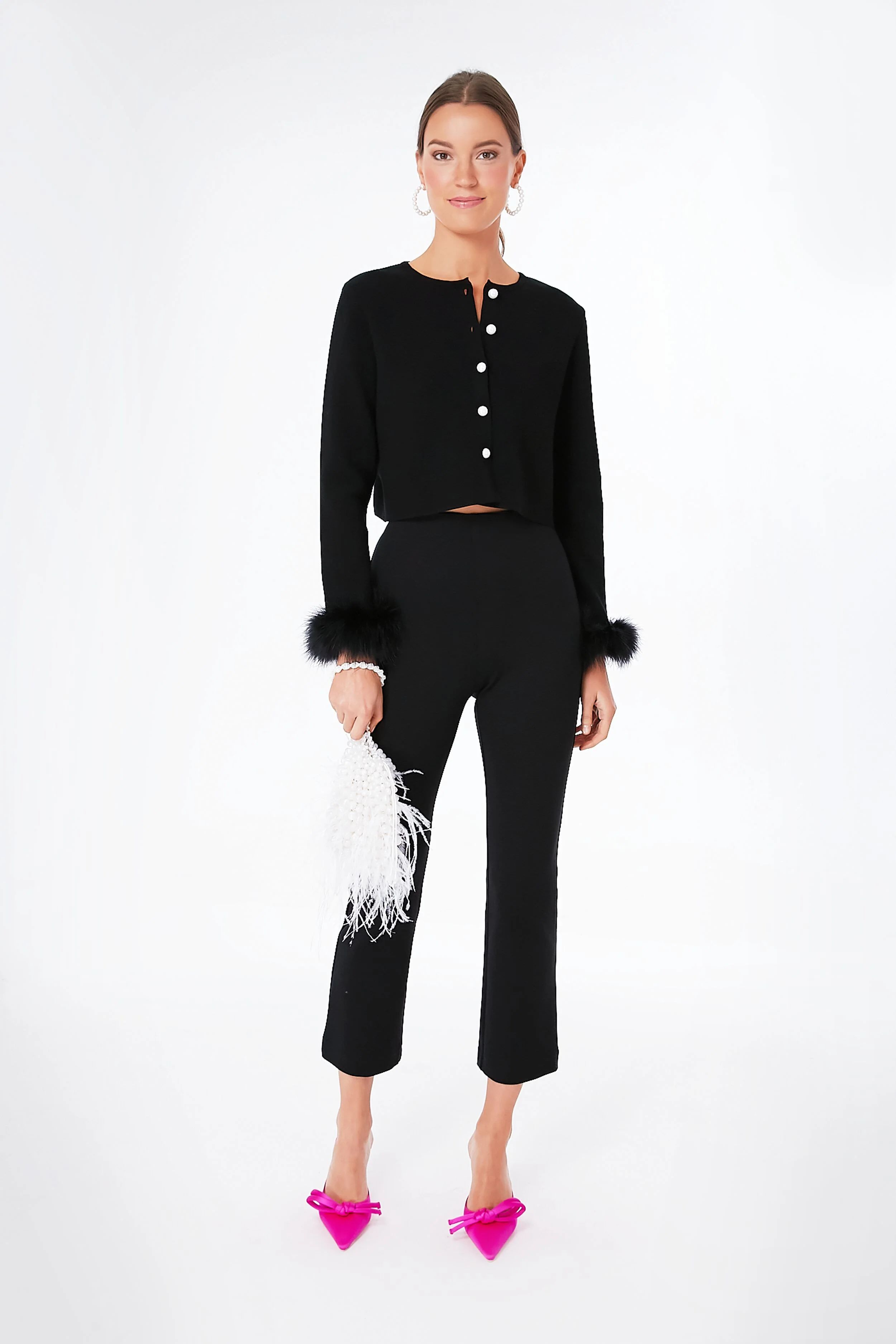 Black Knitted Cardigan with Detachable Feathers | Tuckernuck (US)