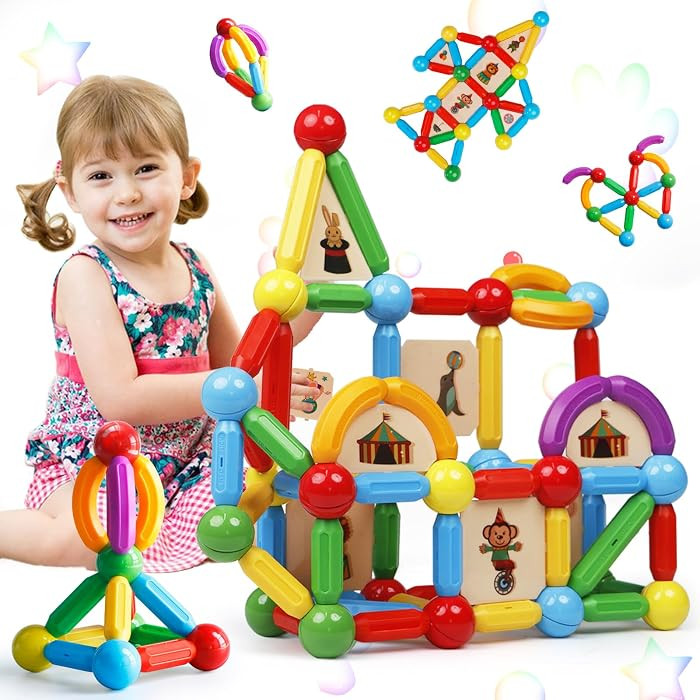 MAGBLOCK 90PCS Magnetic Building Sticks Toy Building Blocks Magnet Sticks Balls and Rods Sets for... | Amazon (US)