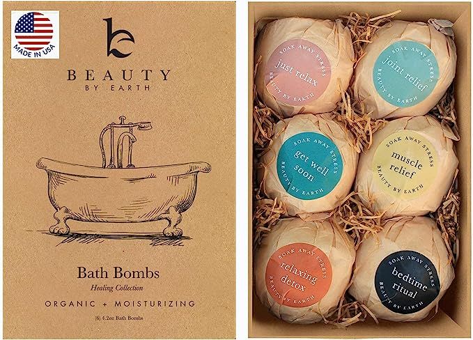 Bath Bombs Gift Set - 6 Large with Organic Shea Butter, Made in USA, Best Christmas & Birthday Gi... | Amazon (US)