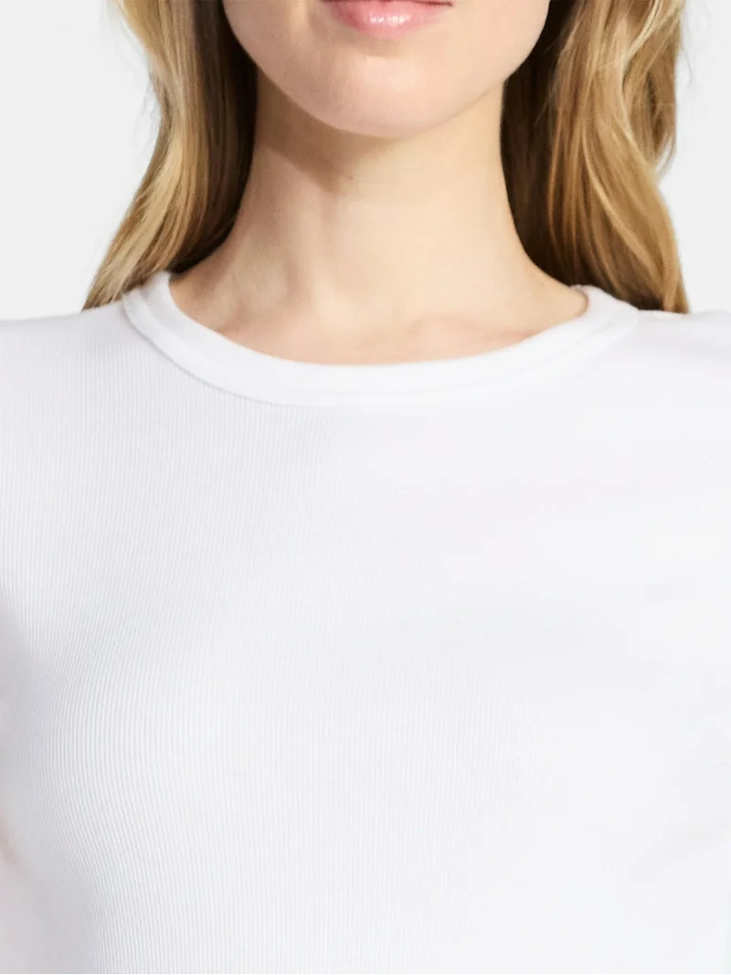 Time and Tru Women's Ribbed Tee with Short Sleeves, Sizes XS-XXXL | Walmart (US)