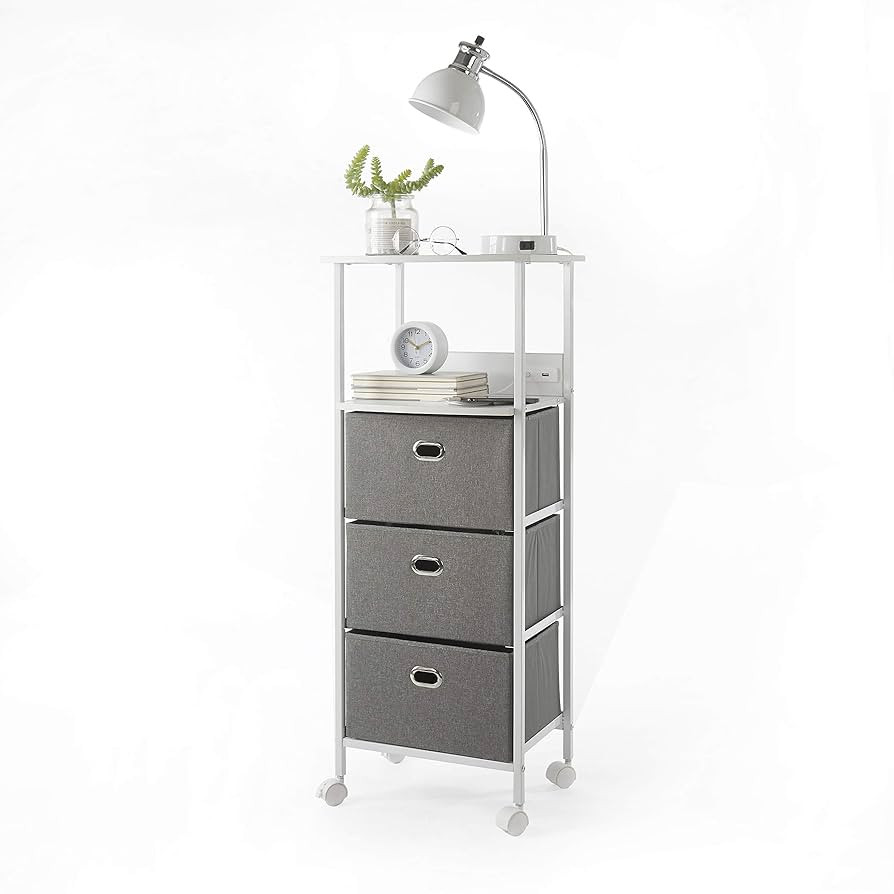 Urban Lifestyle Charging Rolling Storage Cart with Shelf, Grey | Amazon (US)