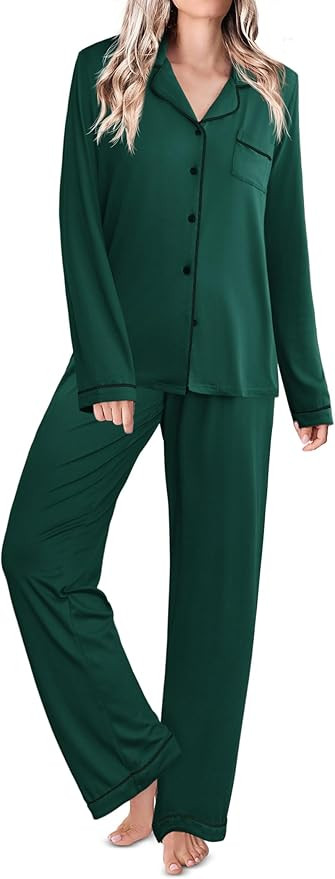 Ekouaer Womens Classic Sleepwear Long Pajama Set S-XXL | Amazon (US)