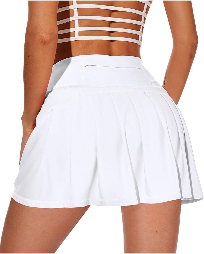 Women's Athletic Tennis Golf Skirts with Shorts Pockets Acitve High Waisted Running Skorts | Amazon (US)