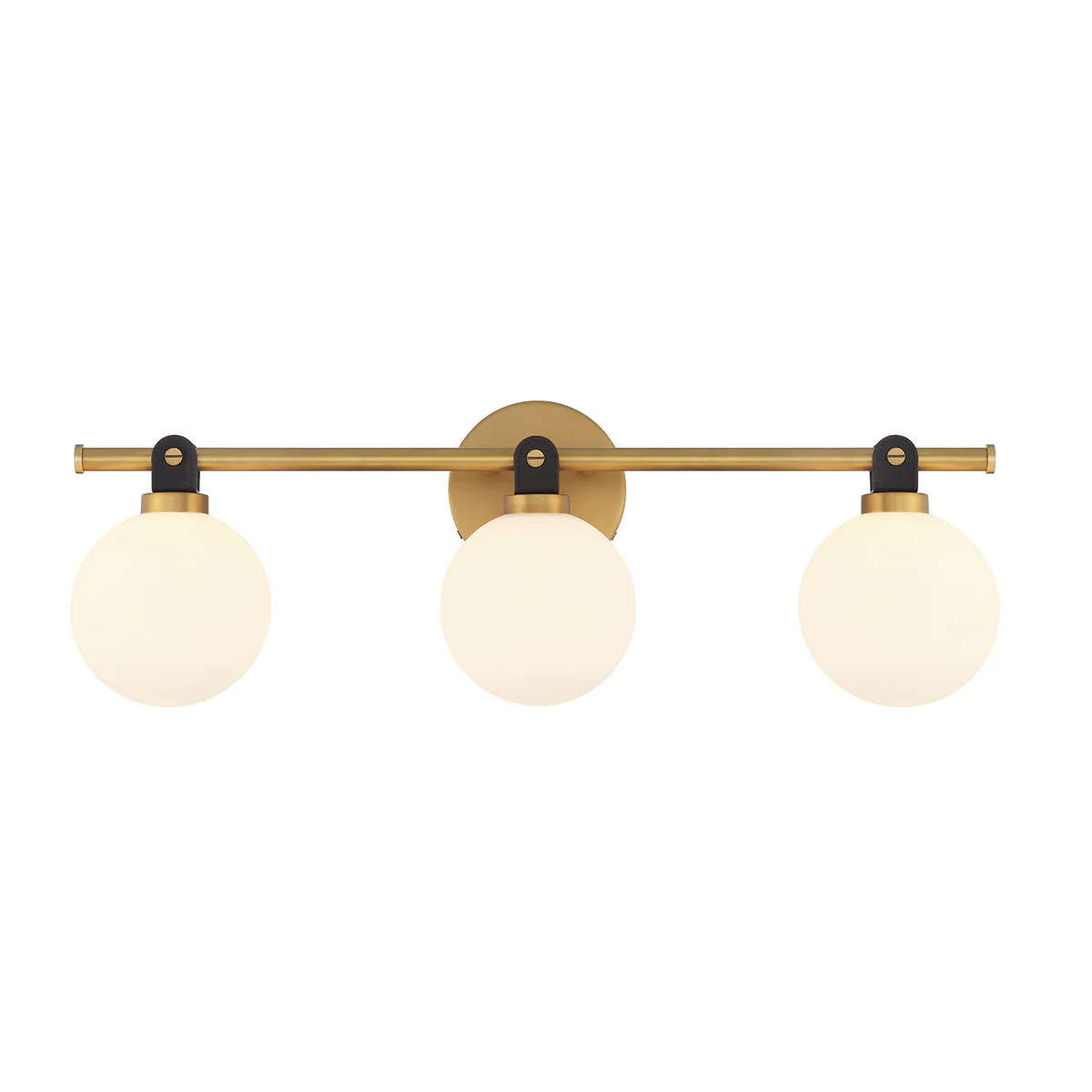 Bryce 3 Globe LED Vanity, Aged Brass | Lights.com