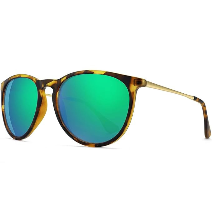 WOWSUN Polarized Sunglasses for Women Vintage Retro Round Mirrored Lens | Amazon (US)