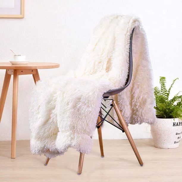 Lochas Super Soft Shaggy Faux Fur Blanket, Plush Fuzzy Bed Cozy Sherpa Fluffy Blankets for Couch ... | Walmart (US)