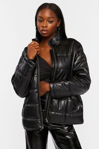Faux Leather Quilted Zip-Up Jacket | Forever 21 (US)