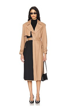 ET OCHS Ryder Trench Coat in Camel & Black from Revolve.com | Revolve Clothing (Global)