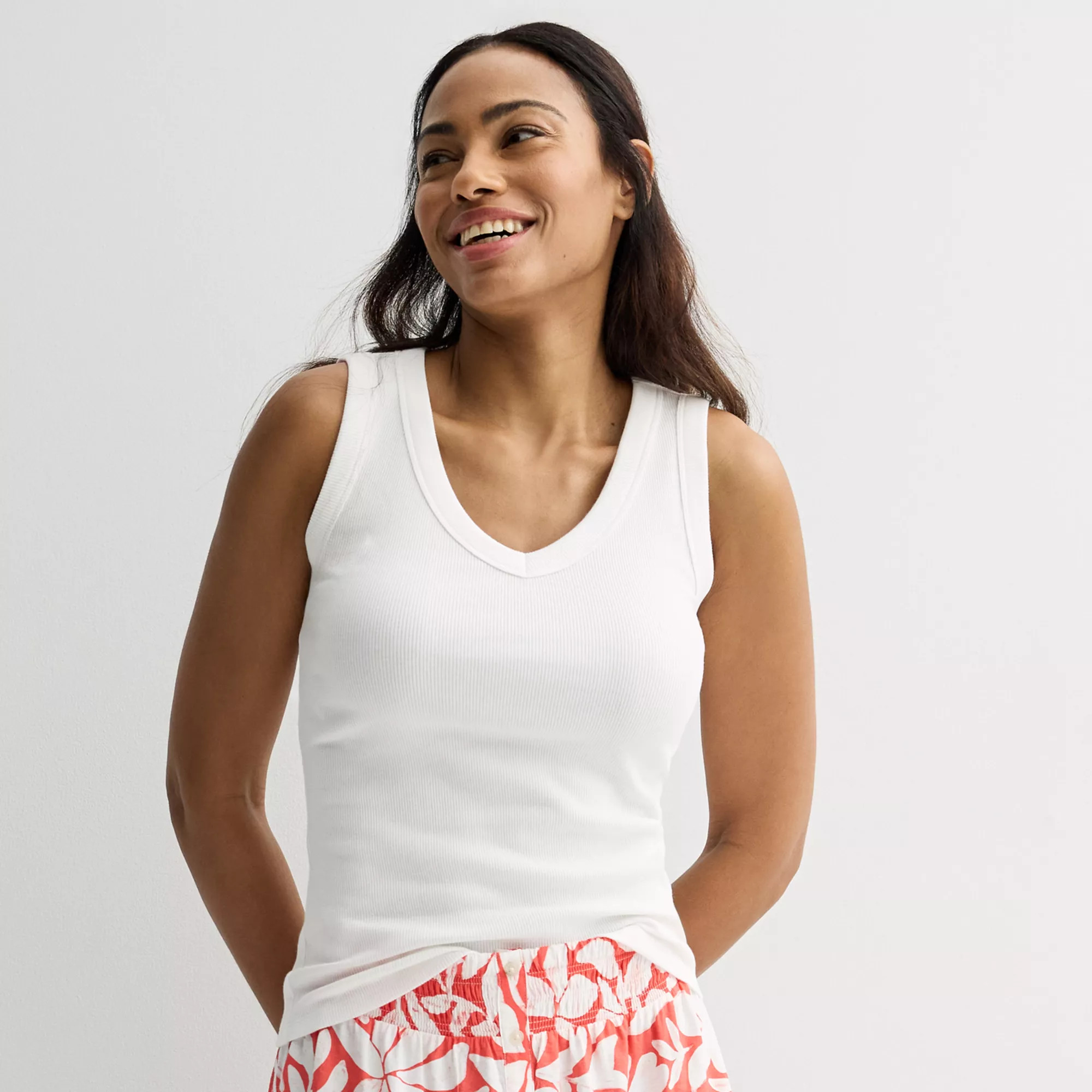 Women's Sonoma Goods For Life® Rib V-Neck Tank Top | Kohl's