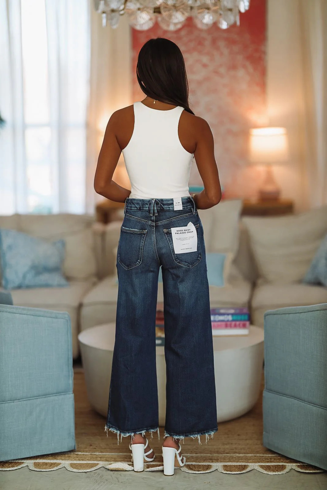 Good American Palazzo Crop Janes - Medium Wash | Hazel and Olive