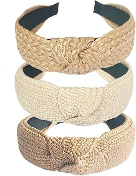 Lvyeer 3 pack Straw Headbands Fashion Rattan Wide Head Band Boho Headband Summer Bohemian Woven H... | Amazon (US)