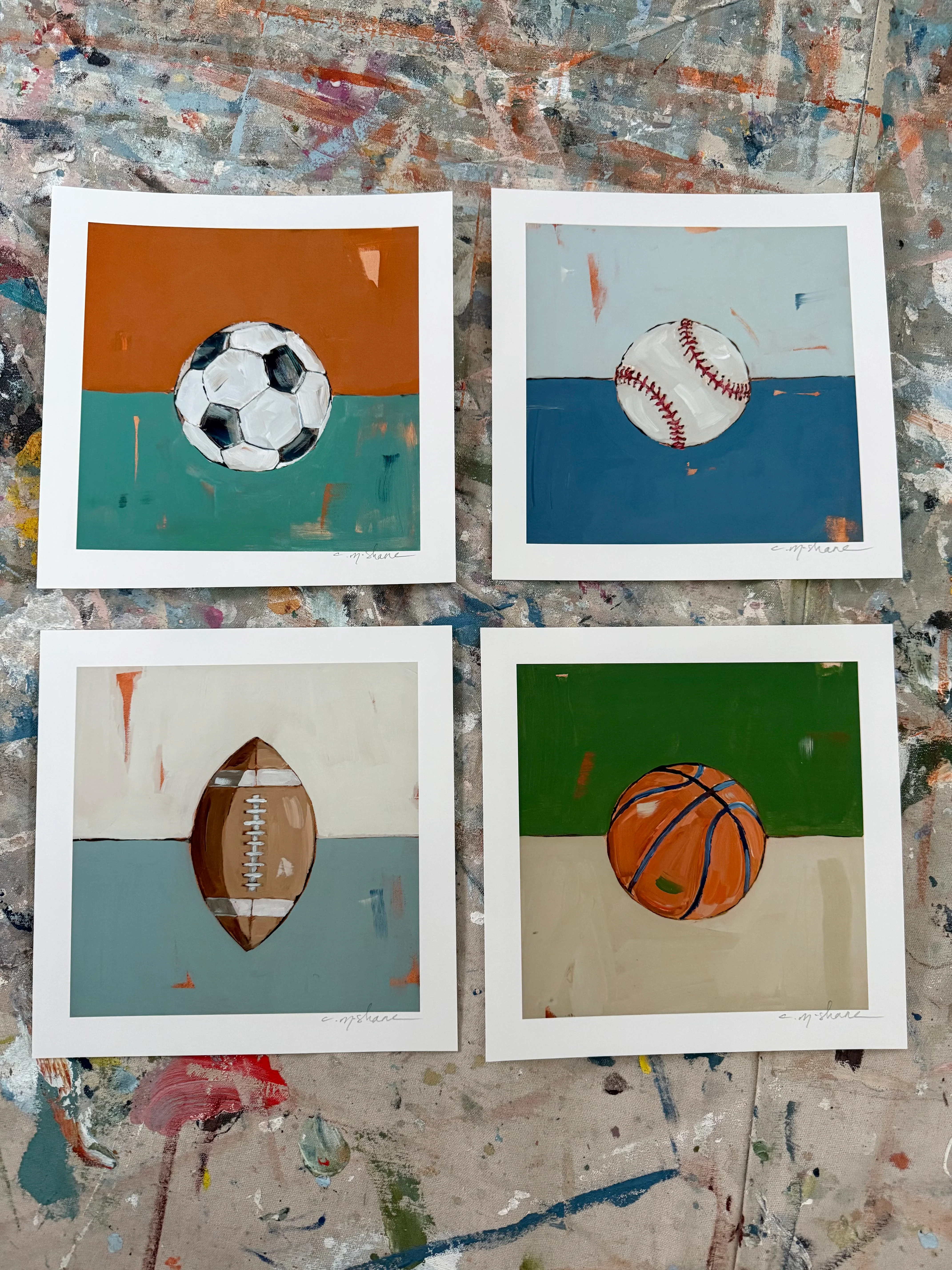 "All American Athlete" hand signed paper prints (set of 4) | Chelsea McShane Art