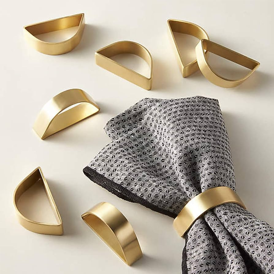 Cuff Brushed Gold Napkin Rings Set of 4, Modernist Napkin Ring Holder for Wedding, Banquet, Metal... | Amazon (US)