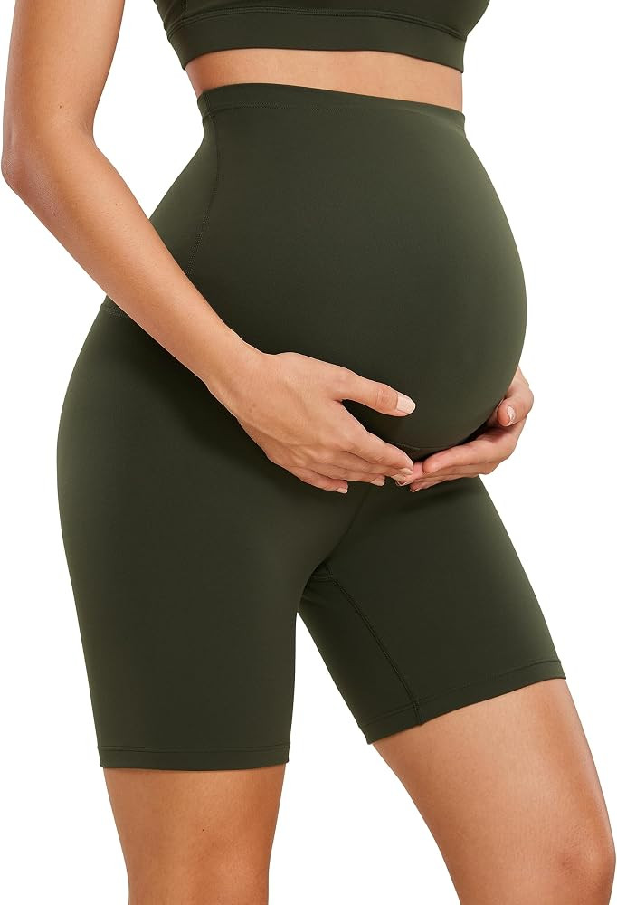 CRZ YOGA Womens Butterluxe Maternity Yoga Shorts Over The Belly 6" - Pregnancy Workout Athletic B... | Amazon (US)