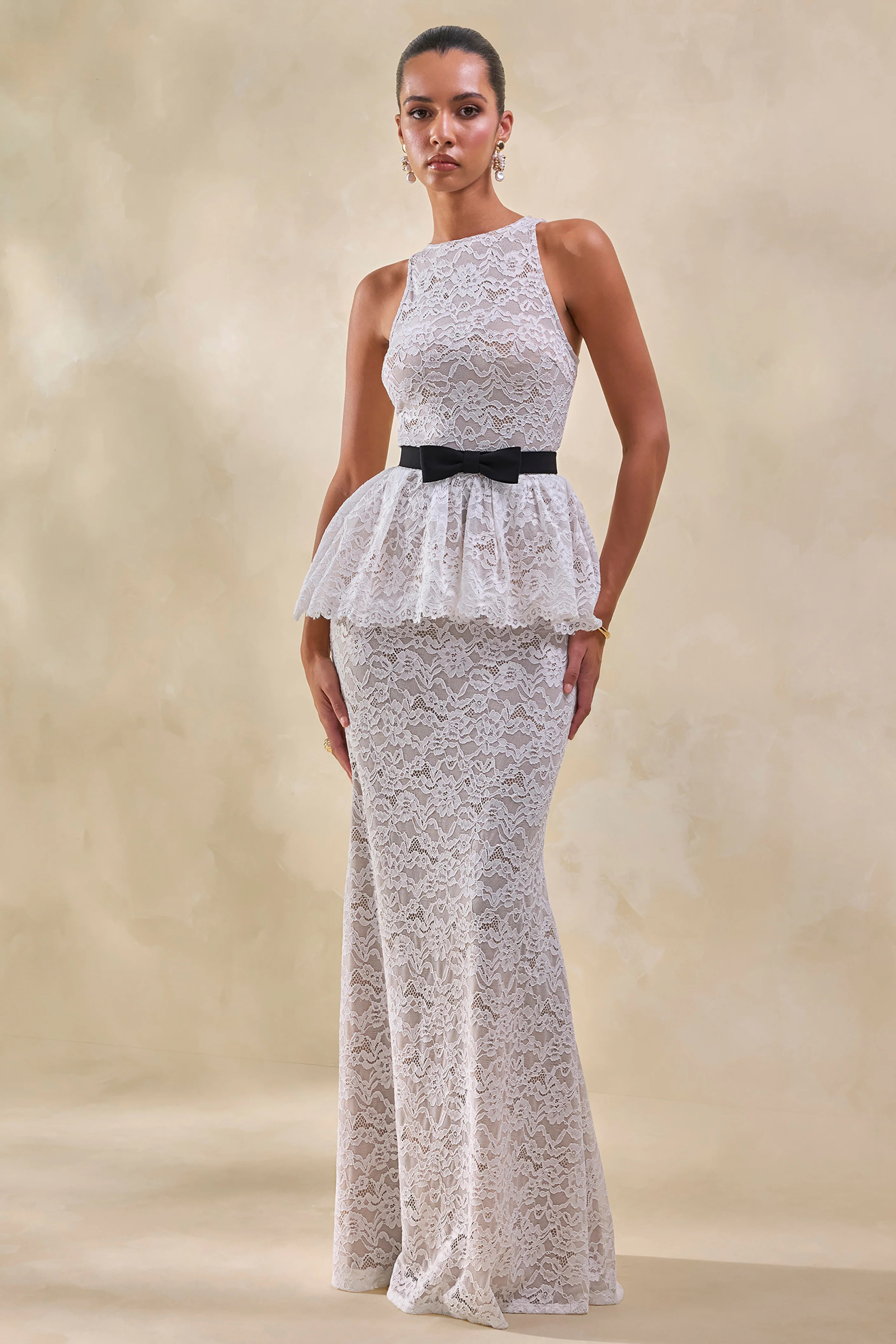 Lunisse | White Lace Maxi Skirt | Club L London