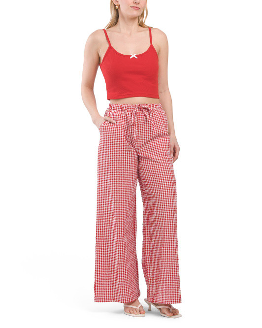 Gingham Pants And Top Set With Scrunchie | TJ Maxx