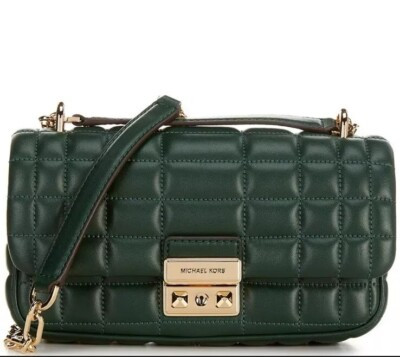 Michael Kors Tribeca Small Quilted Shoulder Bag Green Color/Gold  New | eBay US