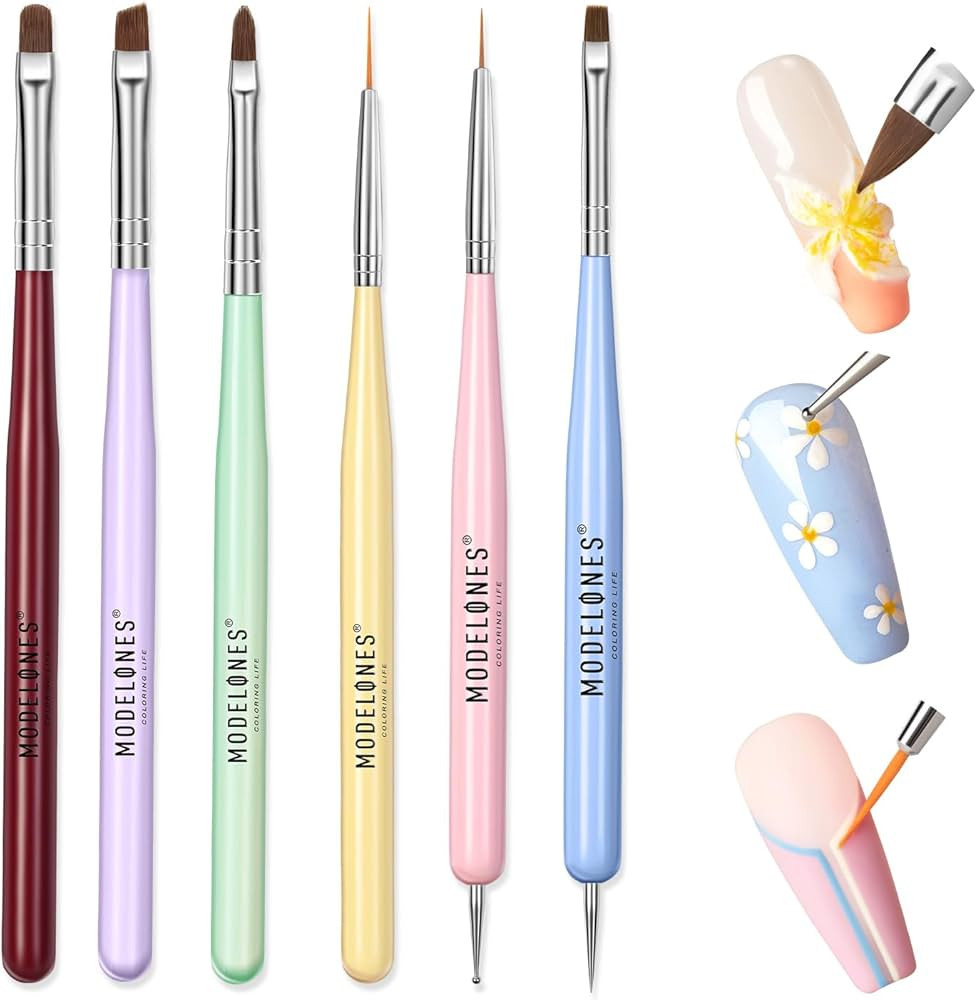 Modelones Nail Art Brushes Set, Nail Brush kit Gel Polish, Extension Gel, Liner, Clean up, Carvin... | Amazon (US)