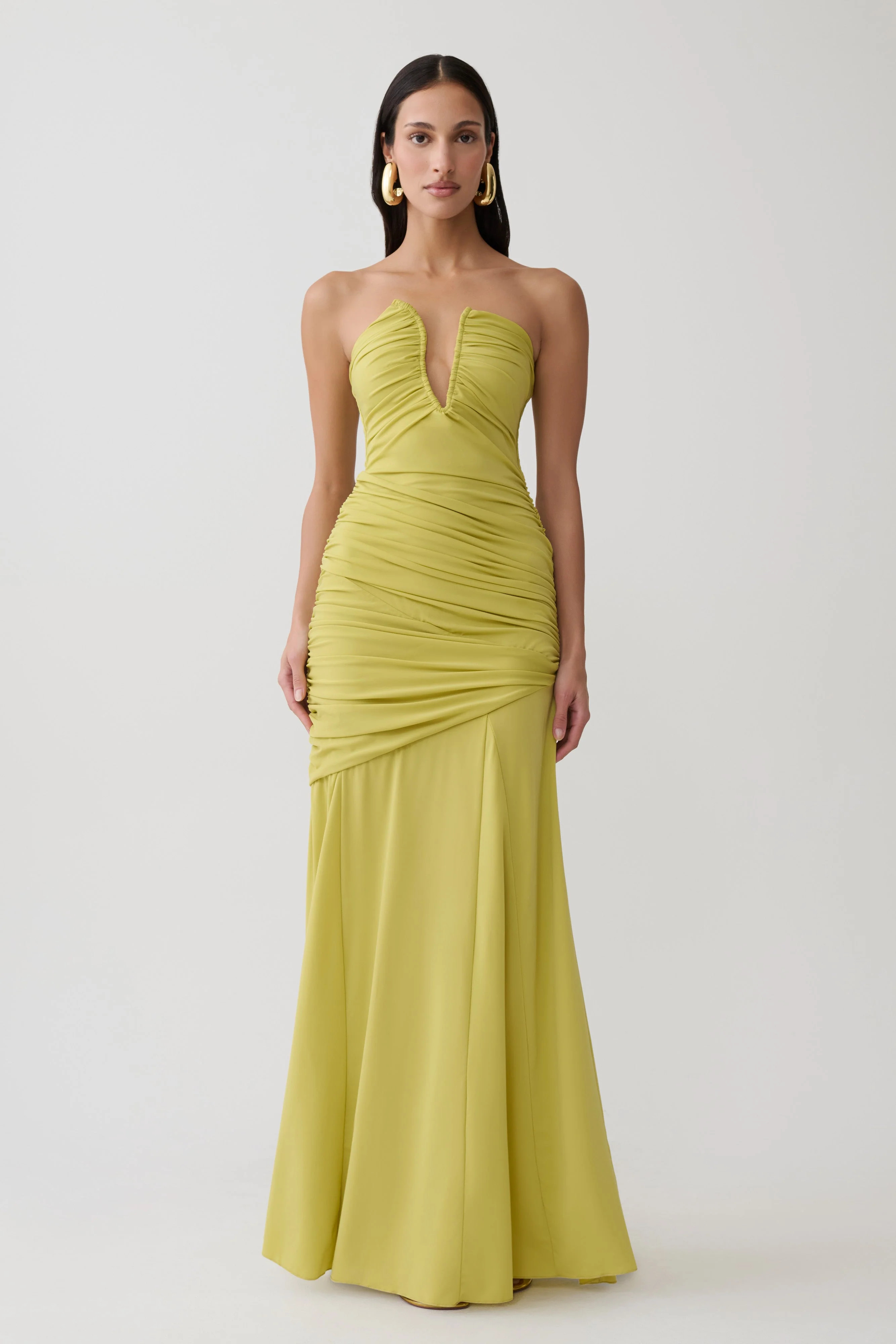 Kaiydo Gathered Centre Wire Maxi Dress - Orchard Moss | MESHKI US