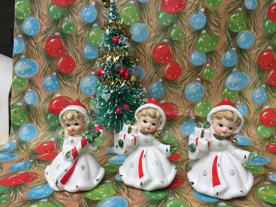 Vintage Napco Christmas Girl Figurines Gold Snowflake Dresses | Etsy Canada | Etsy (CAD)