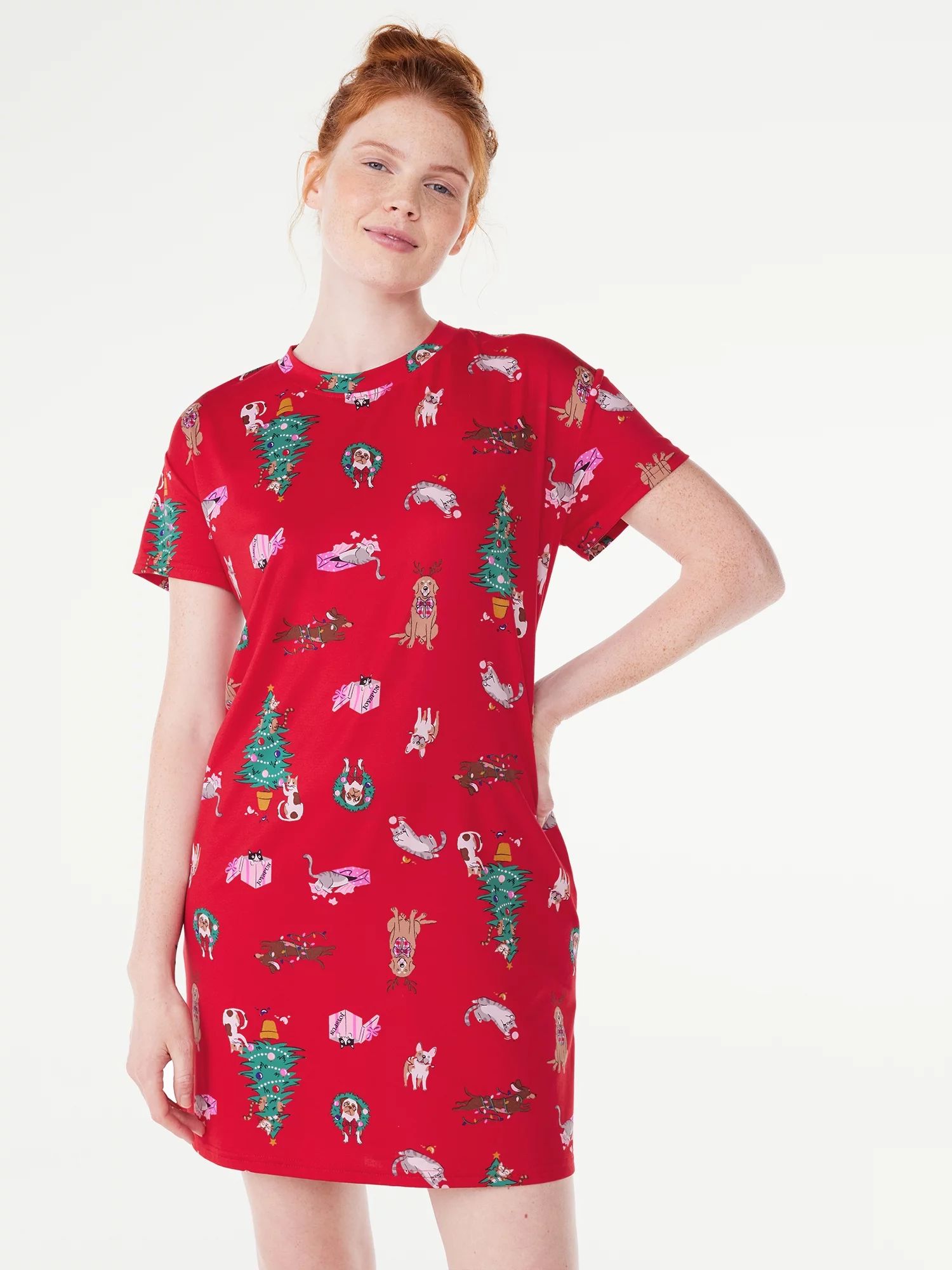Joyspun Women's Short Sleeve Sleepshirt, Sizes S/M to 2X/3X | Walmart (US)