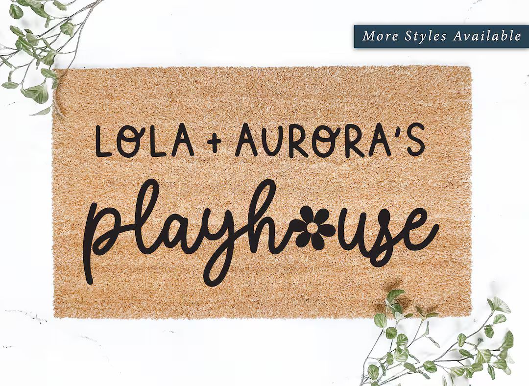 Daisy Script Playhouse Doormat, Cute Playhouse Accessories, Flower Home Decor, Kids Playhouse Wel... | Etsy (US)