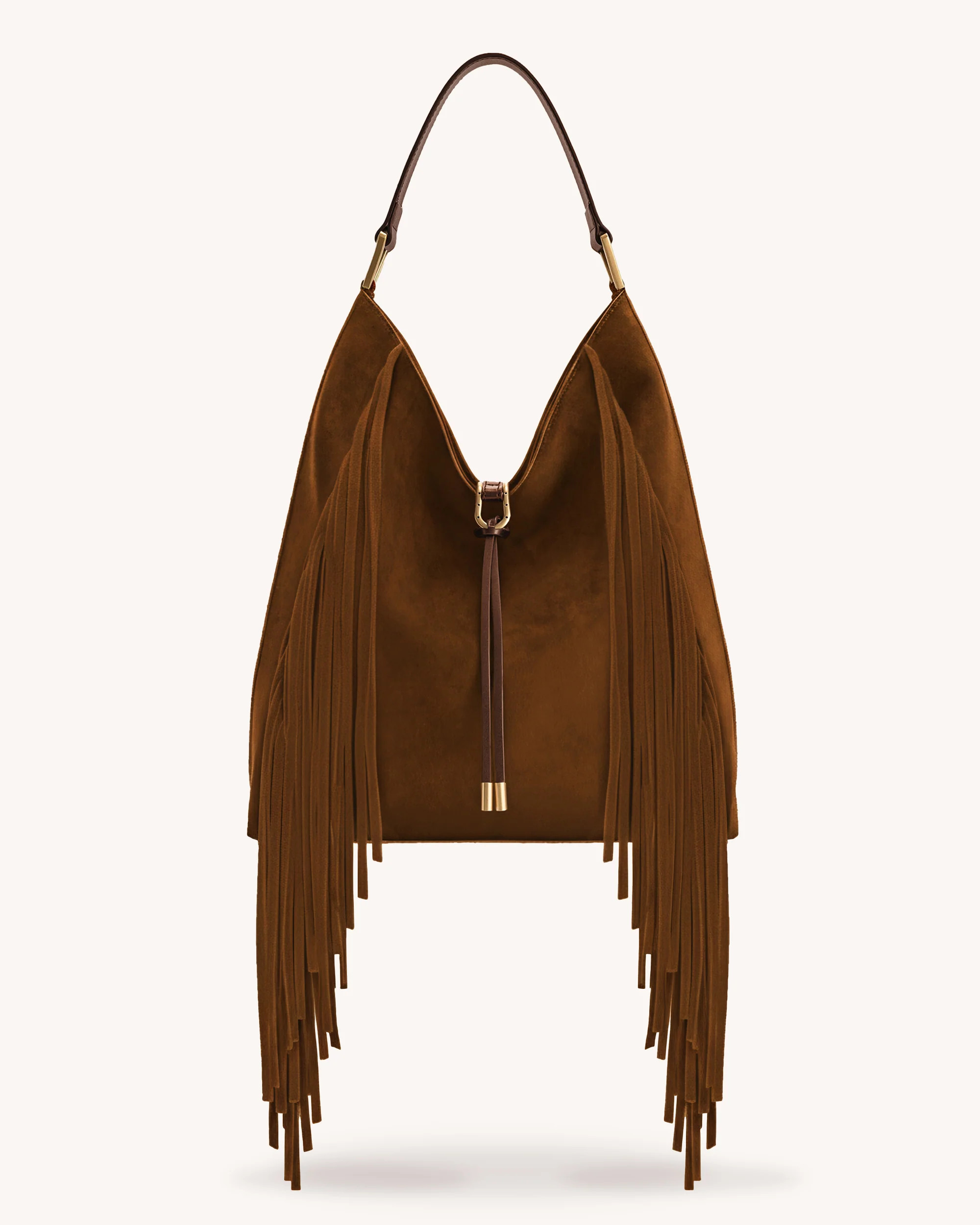 Aria Faux Suede Fringe Shoulder Bag - Brown | JW PEI US